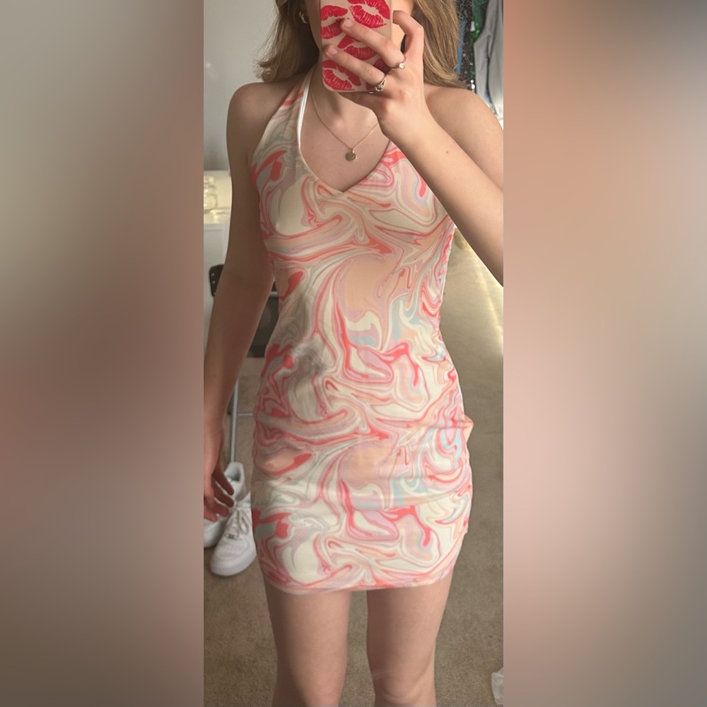 SO V-neck halter mini dress